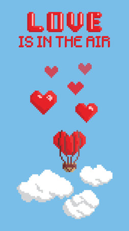 love is in the air with pixel art theme vector illustration graphic designのイラスト素材