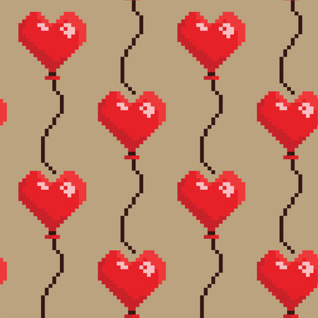 Seamless pattern with pixel hearts. Valentine's day background.のイラスト素材