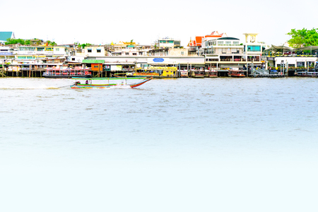 Long-tail boats in Chao Phraya river Bangkok Thailandのeditorial素材