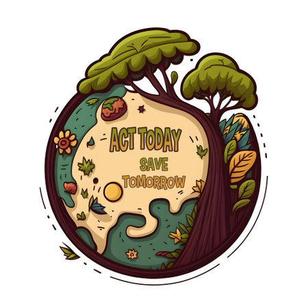 act today save tomorrow sticker design, earth day tshirt design, AI generated illustrationの素材