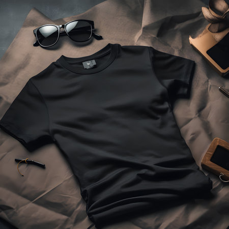Black Shirt Design Mockup Versatile and Chic ai generated illustrationの素材