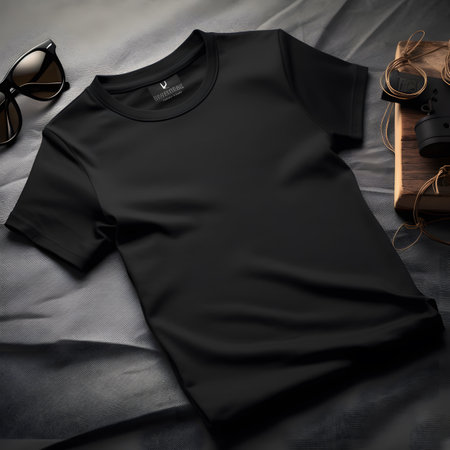 Black Tee Mockup Classic and Timeless ai generated illustrationの素材