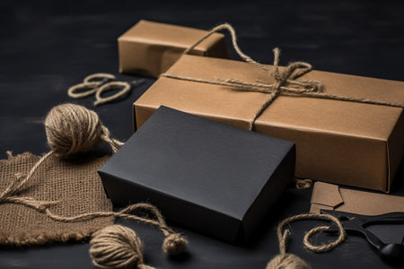 elegant black gift box mockup ai generated artの素材