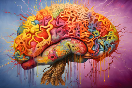 colourful brain art abstract ai generated artの素材