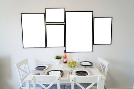 Dinner Table Frame Mockups for a Cozy Feelの写真素材