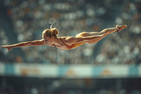 Female gymnast in action during the Gold Coast Triathlon World Championshipsの素材