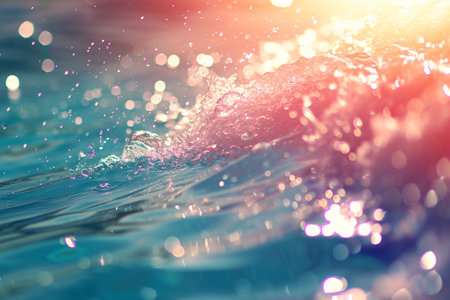 Water splashes in the pool with bokeh effect. Abstract backgroundの素材