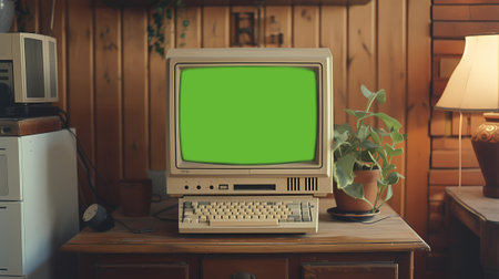 Classic computer Monitors Featuring Green Screen Technologyの素材