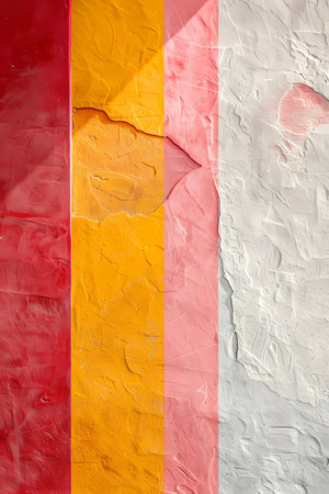 Close up of a rectangle paper with red, yellow, and white stripesの素材