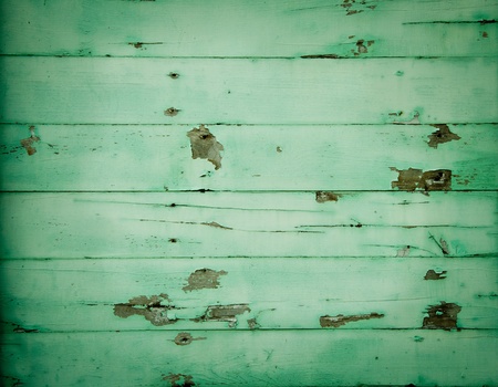 Old green wall wood backgroundの写真素材