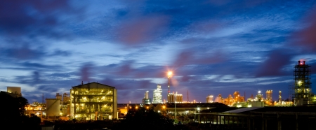 beautiful twilight in petrochemical plantの写真素材