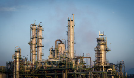 column tower and petrochemical plant industrial at morning time