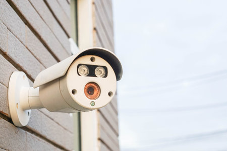 Close up outdoor CCTV for security at house
