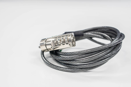 close up isolated laptop cable lockの写真素材
