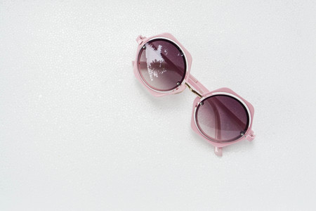 isolated woman pink creative designed sunglassesの写真素材