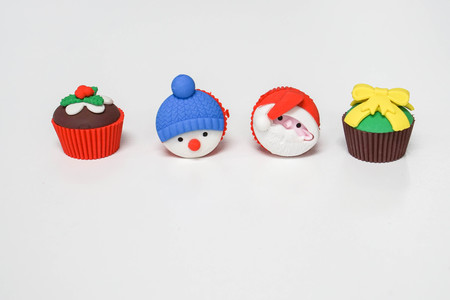 isolated Santa Claus and snowman with gift for Chrismasの写真素材