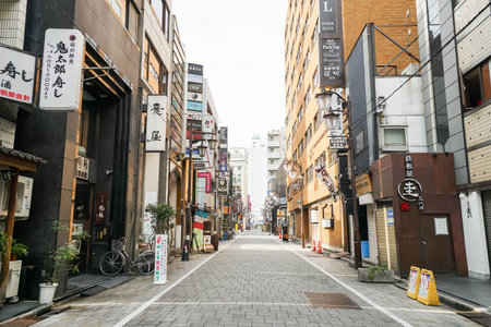 city view with commercial buildings taken in Ueno Japan on 3 December 2016
