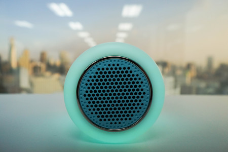 bright smart music wireless speaker lamp in greenの写真素材