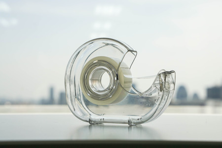 transparent adhesive tape with holderの写真素材