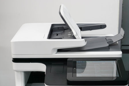close up multifunction office printer for business documents printing
