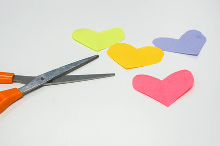 use scissors cut paper as heartの写真素材