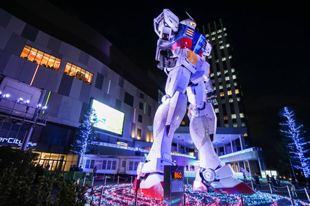 Gundam model landmark of Odaiba shopping center taken in Tokyo Japan on 2 December 2016のeditorial素材