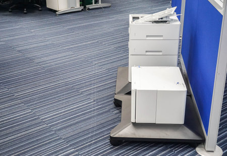 close up printer parts in office for maintenance and repair