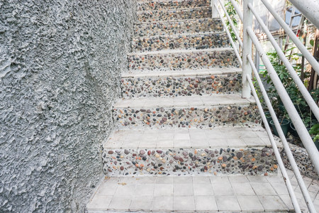 concrete with small stones outdoor staircaseの写真素材