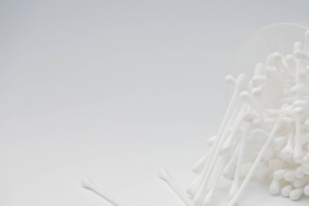 Close up cotton buds in white background