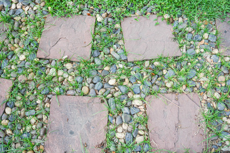 close up square block pavement in the parkの写真素材