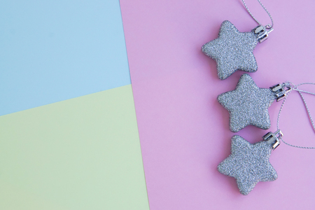 cute background of glitter star on pastel sheetの写真素材