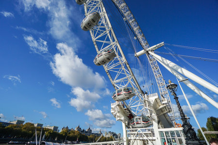 London / UK - 17 November 2017: close up London Eye ferris wheel landmark of Londonのeditorial素材