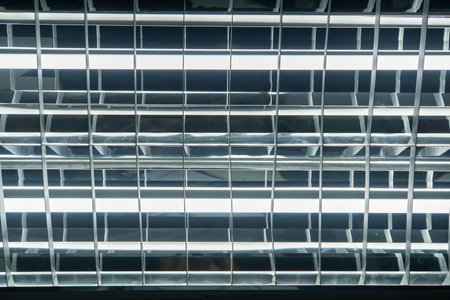 close up fluorescent lighting on the building ceiling