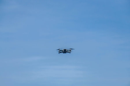 flying drone in the blue sky