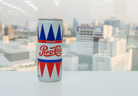 illustrative editorial vintage design of Pepsi-Cola brand on can