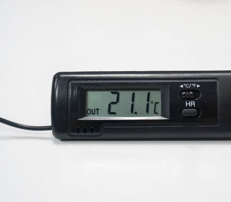 close up isolated handy temperature recorder with noise