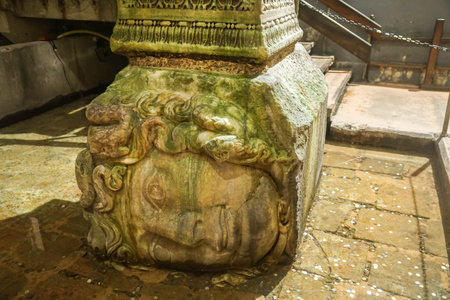 Istanbul / Turkey - December 09 2019: the Head of Medusa in the Basilica Cistern of Istanbulのeditorial素材