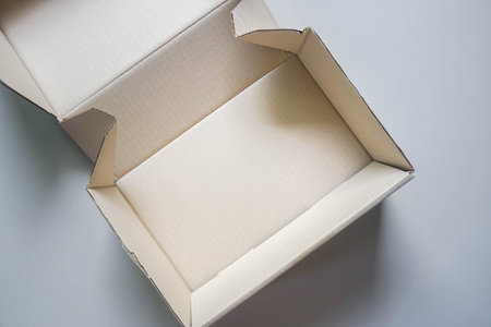 top view of empty cardboard carton for parcel and shipping