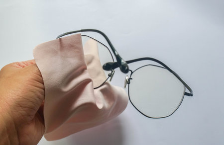 pink soft cloth to clean eyeglasses lens