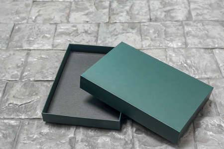 empty green gift box for present in birthday partyの写真素材