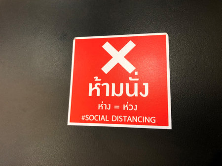 Bangkok /Thailand - August 12 2020: healthcare concept for Covid-19 prevention by social distancingのeditorial素材