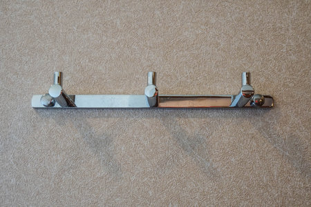 shiny hook for winter coat, towel and clothes hangingの写真素材