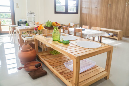 overview interiors design for kid activities and education in Montessori school