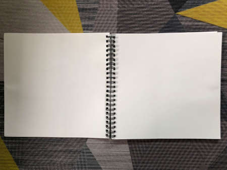 flat lay 2 blank pages of the note book for messageの写真素材