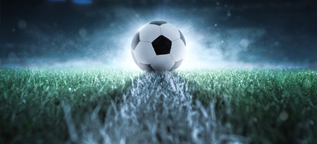 Soccer ball on the lineの写真素材