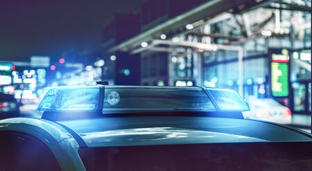 Police car in the nightの写真素材