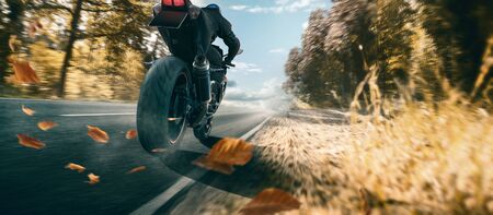 Motorcycle on a country roadの写真素材