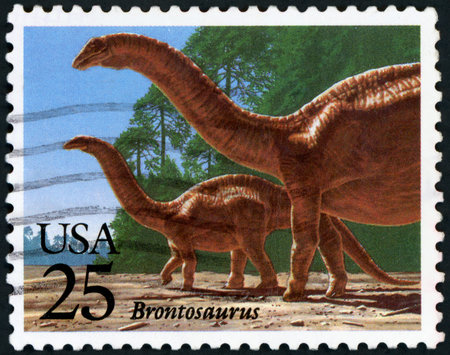 Postage stamp ( USA - Brontosaurus )