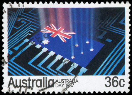 Postage stamp - Australian flagのeditorial素材