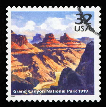 UNITED STATES OF AMERICA - CIRCA 1998: A stamp printed in USA shows Grand Canyon National Park,...